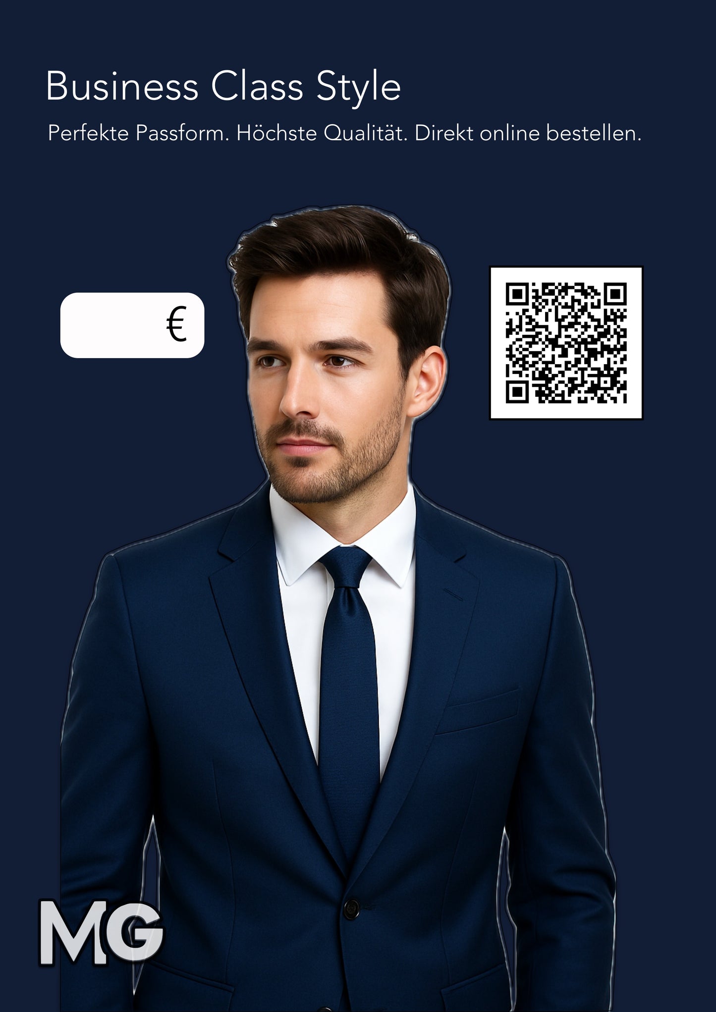 DIN A4 MediaGalaxy Business — Eleganter Herrenanzug in Navy Blau – Zeitlos & Stilvoll