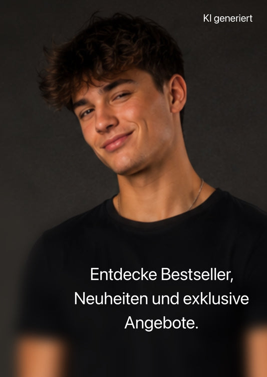 Werbeplakat „Entdecke Bestseller, Neuheiten und exklusive Angebote.“ – DIN A4